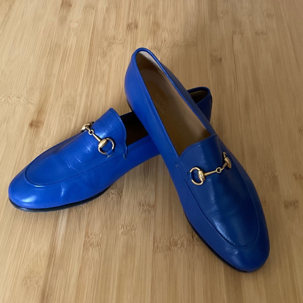Gucci Jordan Loafer with Horsebit.  Blue Agata.  Size 38.